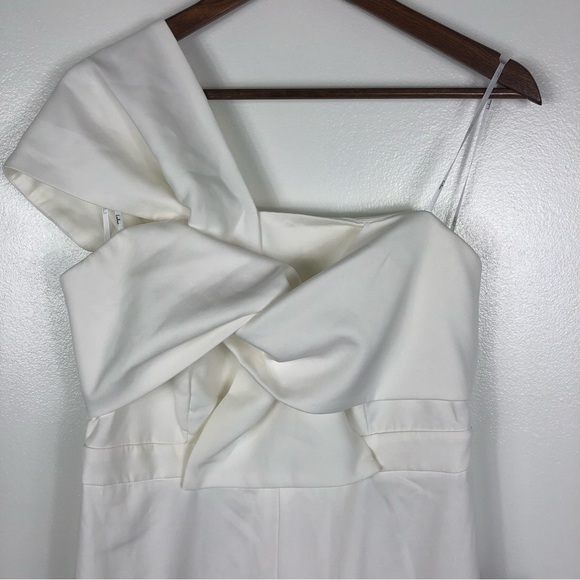 Lulus Eternal Vow Ivory One-Shoulder Sleeveless Bow-Front Jumpsuit Size Large - Picture 2 of 12